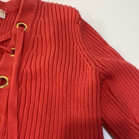 EUC MICHAEL KORS Ribbed Knit 3/4 Sleeve Sweater Coral - Picture 4 of 12